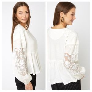 NWOT Free People Embroidered Penny Tee